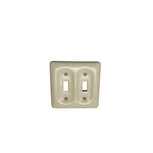 Ceramic Vintage Cream Colored Double Light Switch Cover Thick